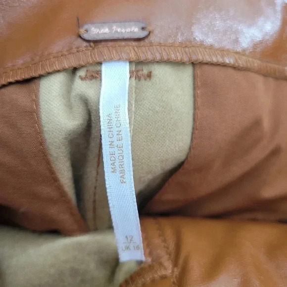 Free People *fp Vegan Leather Pants high rise wide leg retro size 12 - Picture 6 of 12